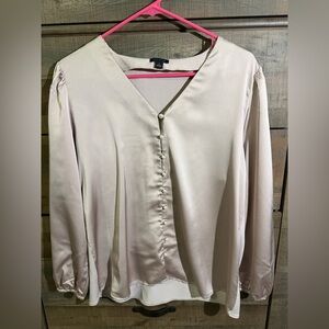 Ann Taylor Pearl Button Blouse in Champagne